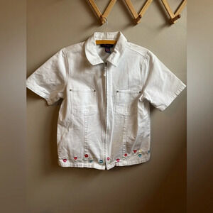 Denim & Co White Zip up Shirt